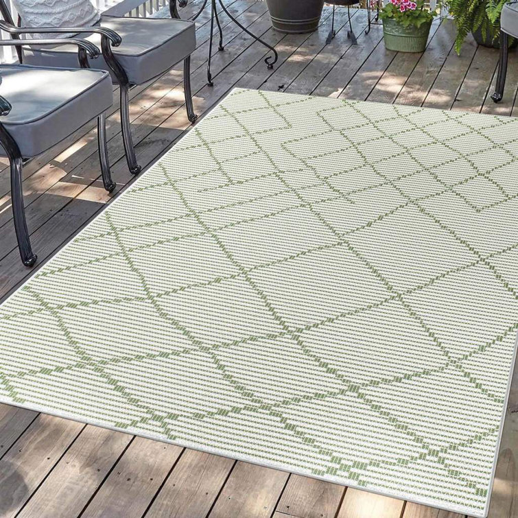 Gracie Oaks Palm 3526 Green Outdoor Rug Wayfair.co.uk